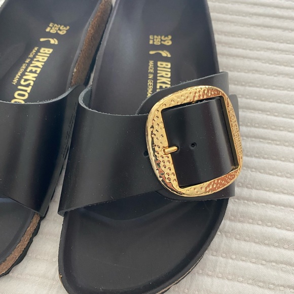 Birkenstock Black Slides with Gold Accents - Picture 2 of 10